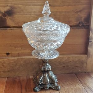 Vintage Glass Dish on Pedestal